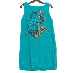 Carole Little Womens Dress Vintage Linen Boho Coastal Grandma Cottage Floral 14